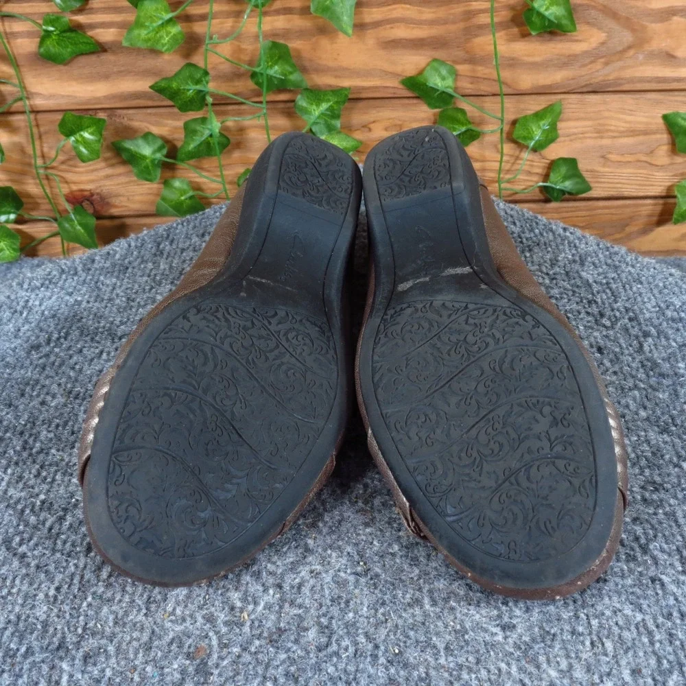 Clarks Propose Pixie 2 Women‎ Shoe Flat 6.5 Wide Casual Comfort Pewter Metallic